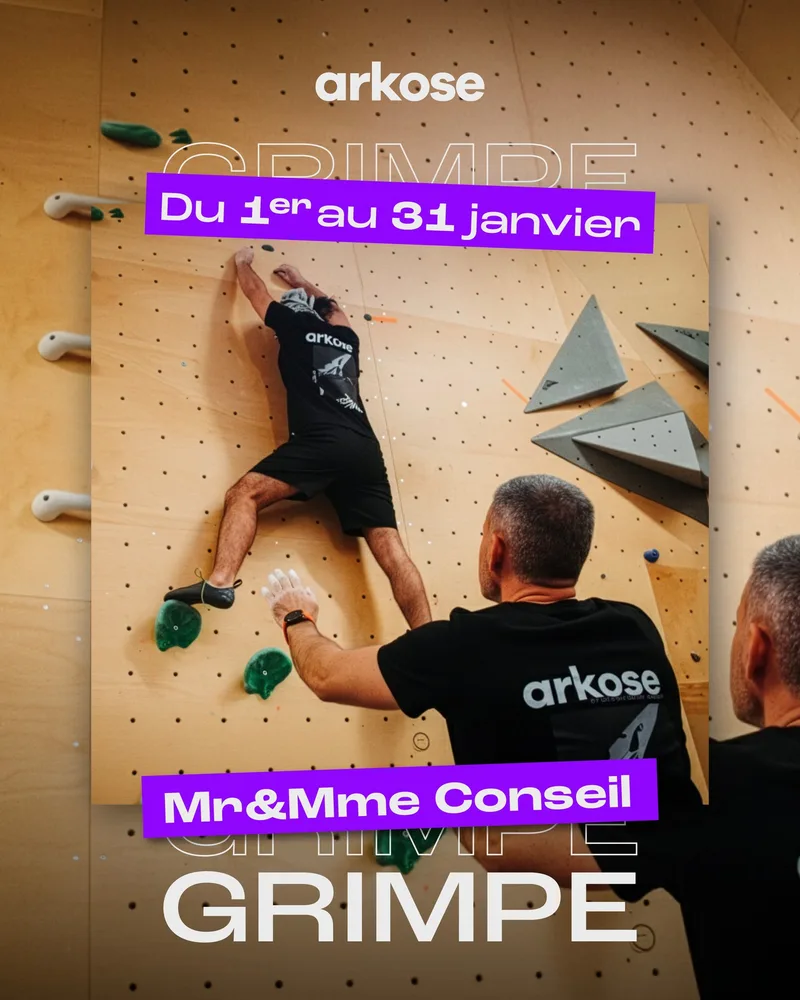 Annonce d'un événement grimpe dans une salle Arkose