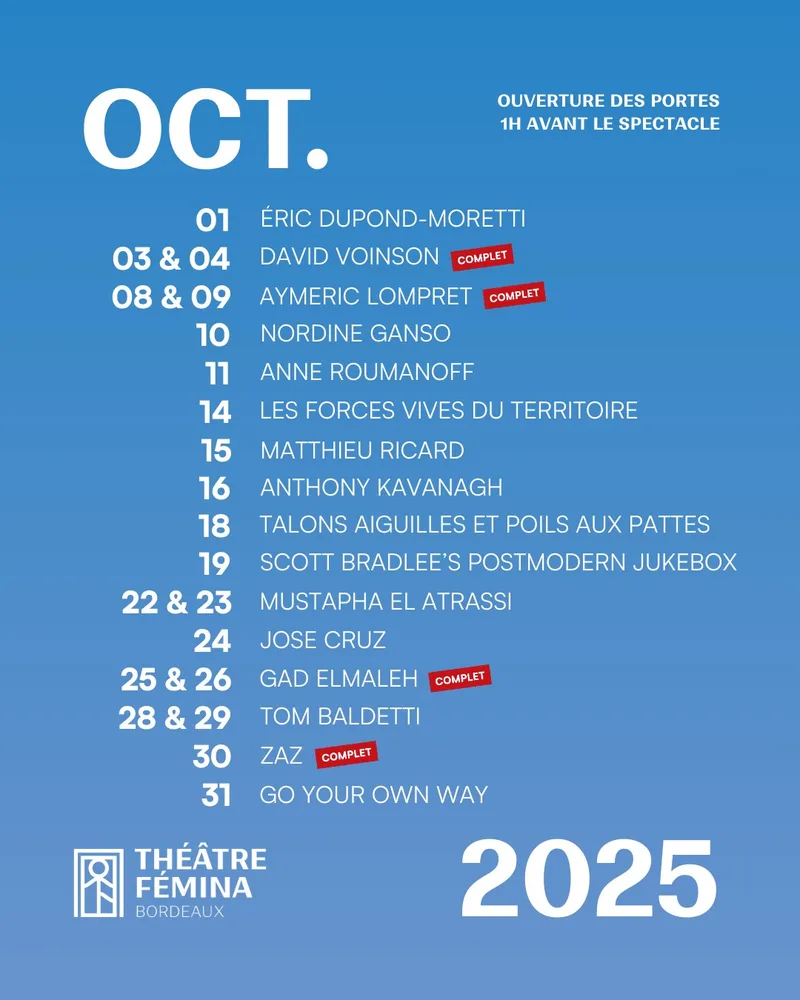 Programme mensuel du Théâtre Fémina, déclinaison réseaux sociaux